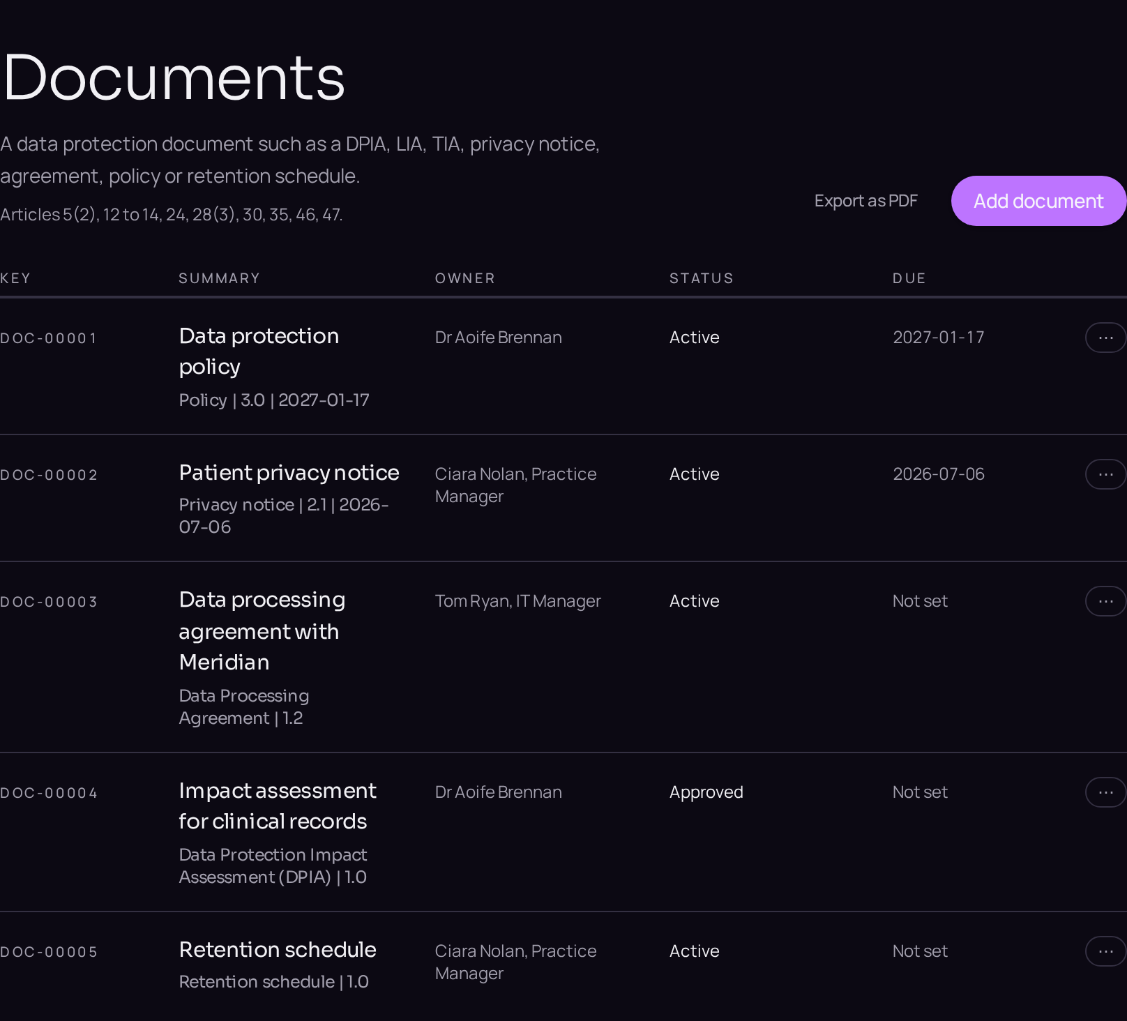 The documents register.